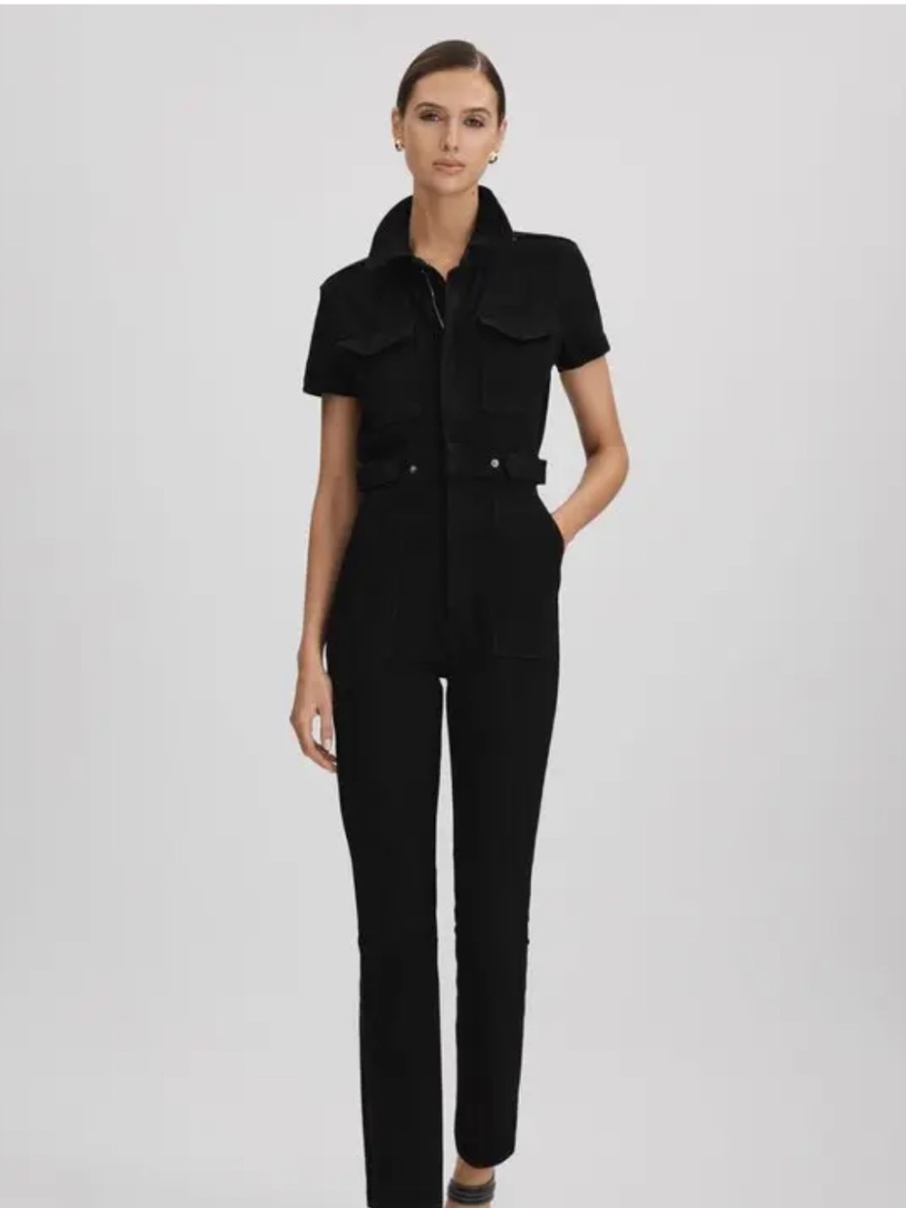 Good American Fit for Success Black Denim Jumpsuit